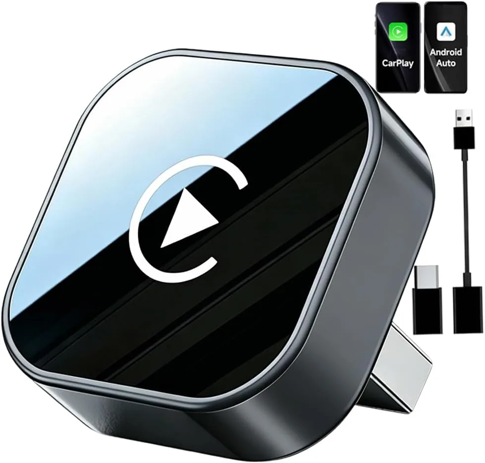 2 en 1 Adaptador CarPlay Inalámbrico, CarPlay Cableado a Inalámbrico Sin Esfuerzo, para Coches con CarPlay, para iPhone iOS 10+ & Android Auto, Compacto y Estable Bluetooth Car Play Wireless Adapter foto 3