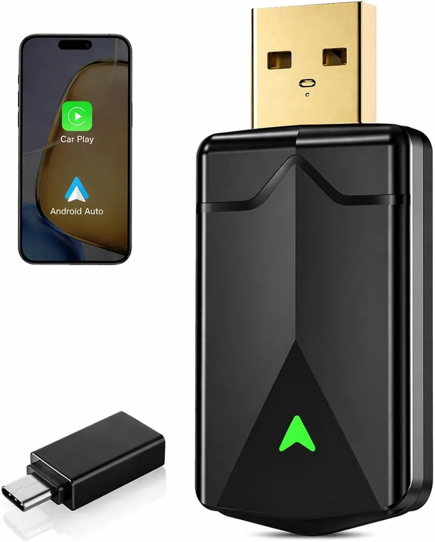 Adaptador CarPlay Inalámbrico – Adaptador Android Auto Inalámbrico, Wi-Fi 5,8GHz Plug & Play, Mini y Estable, iOS 10+/Android 10+, Conexión Automática Rápida para Coches a Partir de 2016.(1 Piezas)