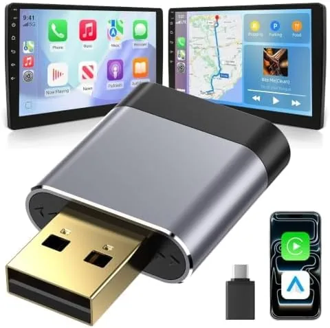 Adaptador CarPlay inalámbrico y Android Auto inalámbrico, Actualizada 2026 | Plug and Play sin retrasos, Conexión estable, Para salpicadero, USB-A/USB-C, compatible con coches de 2016 en adelante foto 2