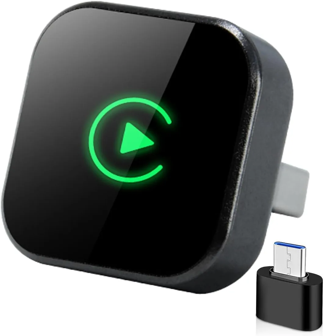 Adaptador inalámbrico CarPlay para iPhone y Android Auto - Adaptador USB 2 en 1 a adaptador inalámbrico de coche, convierte con cable a CarPlay inalámbrico, conexión automática WiFi de 5.8 GHz, apto