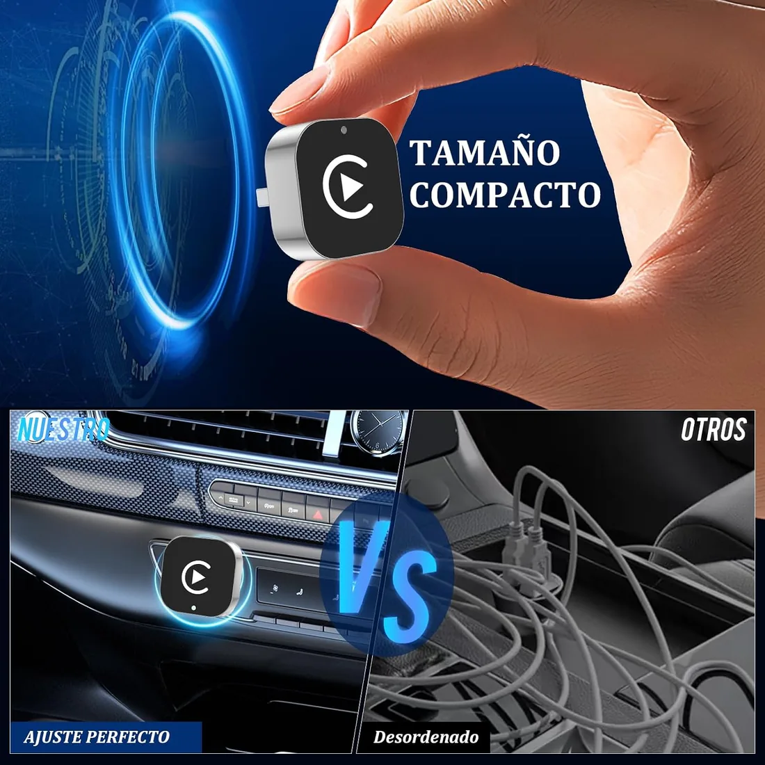 BSTOEM Adaptador inalámbrico 2 en 1 para CarPlay/Android Auto Tipo-C/USB A | Compatible con iPhone 6+ & iOS 10+ y Android 11+, Convierte Cableado a Inalámbrico para Apple, Plug & Play (Color Acero) foto 3