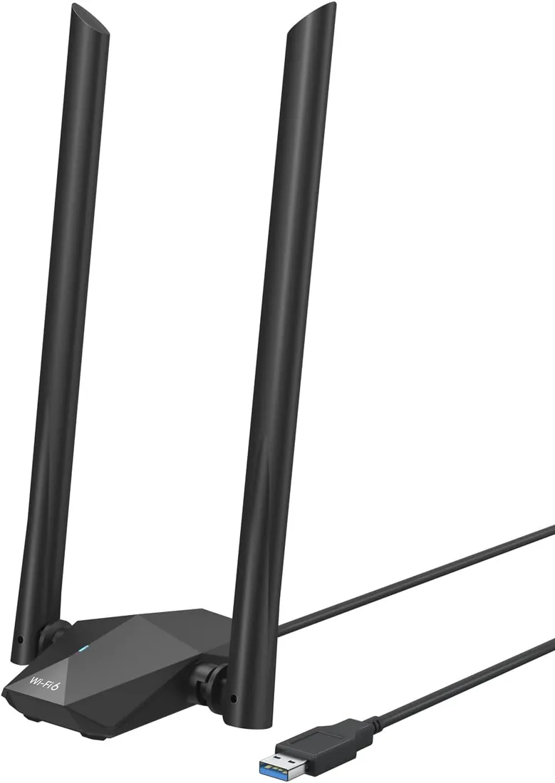 BrosTrend AX1800 WiFi USB para PC con 5 dBi Antenas Sólo para Windows 11/10 | Largo Alcance Adaptador WiFi 6 USB Doble Banda 5GHz 1201Mbps y 2.4GHz 574Mbps, Receptor Inalambrico para Ordenador Portátil