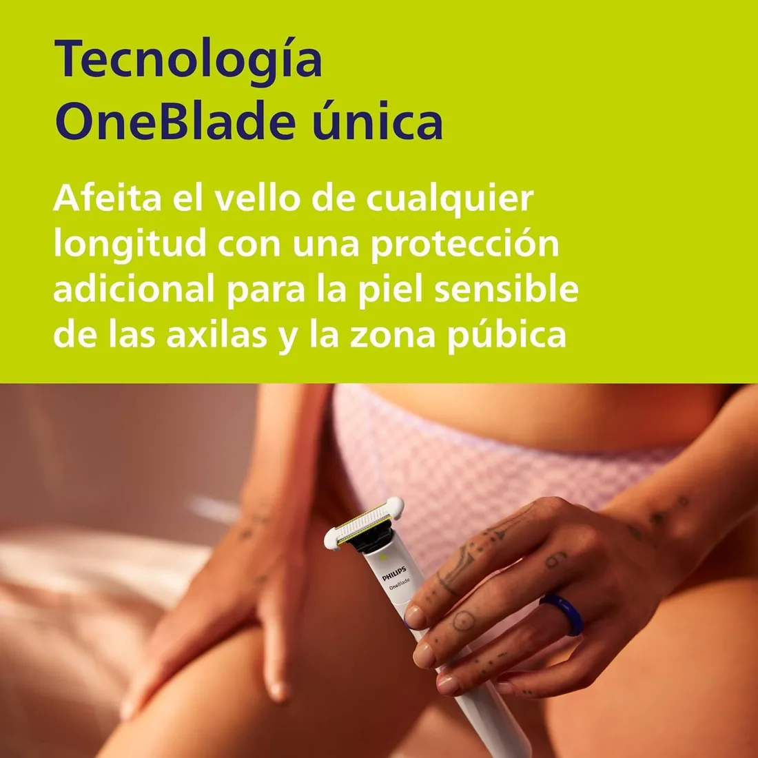 Philips OneBlade Intimate, Cuidado Íntimo, Recorta y Afeita con Protección Extra para la Piel, Depilación apurada y cómoda — sin rasurar completamente al ras, Modelo QP1924/28 foto 2