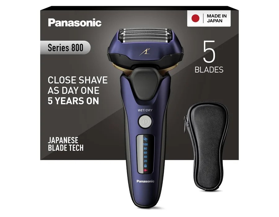 Panasonic Series 800 ES-LV67 Afeitadora premium (Motor ultrarrápido, 5 hojas precisión nanométrica, cabezal multiflexible con 16 direcciones, funda de viaje, lavable, ion de litio)