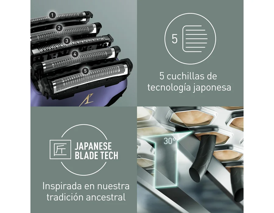 Panasonic Series 800 ES-LV67 Afeitadora premium (Motor ultrarrápido, 5 hojas precisión nanométrica, cabezal multiflexible con 16 direcciones, funda de viaje, lavable, ion de litio) foto 3