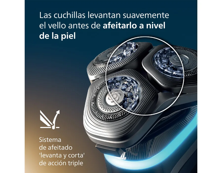 Philips i9000 Prestige, Afeitadora Eléctrica Hombre, Máquina de Afeitar Barba en Seco y Húmedo, Tecnología SkinIQ, Base de Carga, Recargable, Estuche de Viaje, Centro de limpieza, foto 3