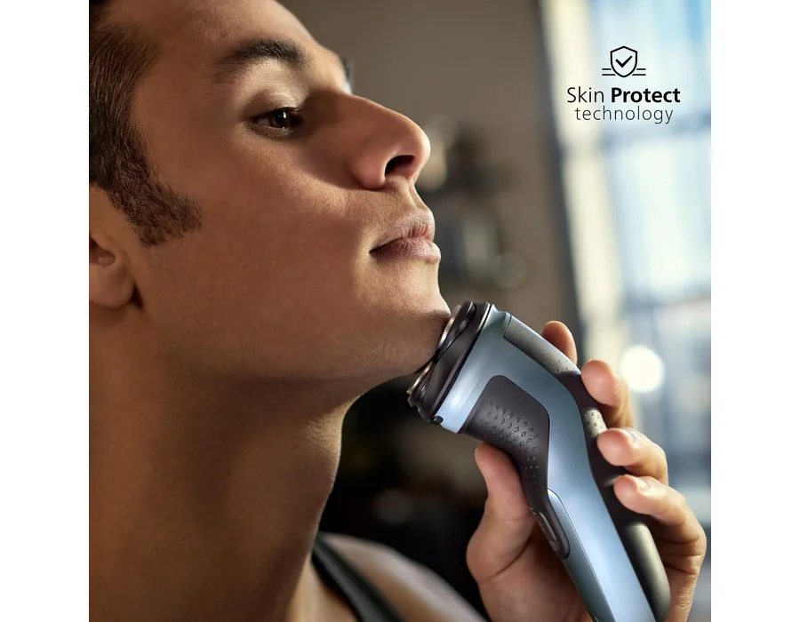 Philips Serie X3000 Afeitadora Eléctrica Hombre, Máquina de Afeitar Barba con Cortapatillas, 27 cuchillas, Cuida la piel, 45min de uso, En Seco y Húmedo, Recargable, X3053/00, Azul foto 2