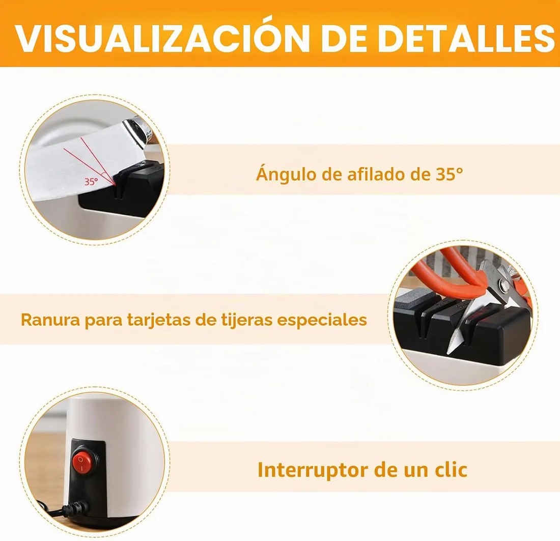 Afilador de Cuchillo Eléctrico,Afilador Eléctrico,Sistema de Afilado | Afilador de Cuchillos Eléctrico 5 in 1,Sistema de Afilado 5 en 1,para Afilado Grueso,Reparación y Afilados de Cuchillos foto 3