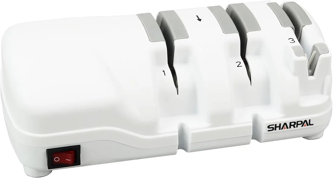 Afilador de cuchillos eléctrico SHARPAL 198H - Sistema de afilado profesional de 3 etapas con diamante, adecuado para cuchillos de doble bisel y dentados, resultados rápidos y nítidos, poco ruido