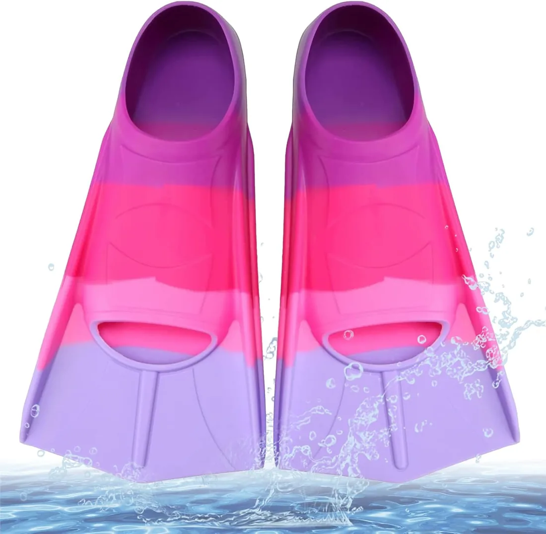Aletas de natación para niños, 100% silicona, aletas de entrenamiento, aletas de natación para niños y adultos, entrenamiento de agua abierta, snorkeling