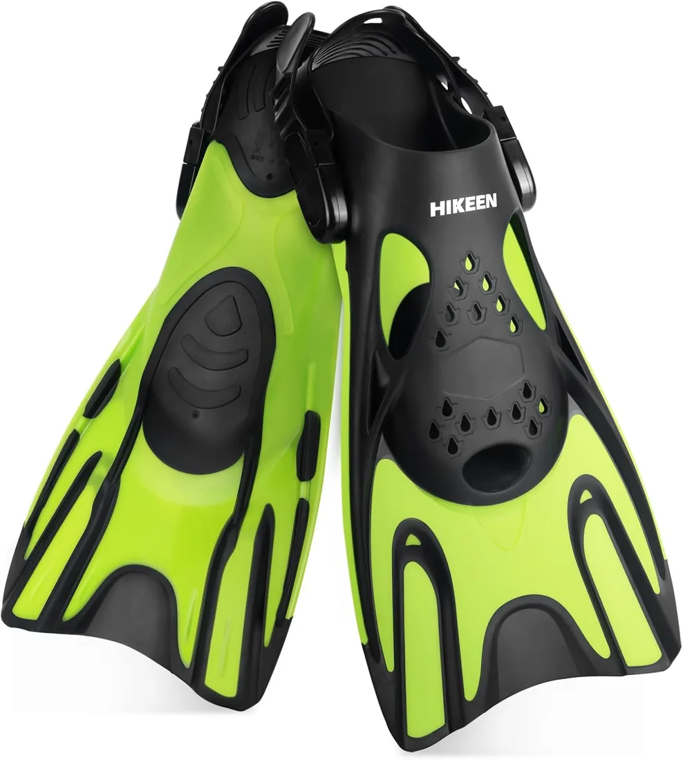 Hikeen Aletas Snorkel Ajustables: Aletas Natacion Piscina para Adultos y Jóvenes Aletas Buceo con Talón Abierto, Aletas Natacion Unisex Incluye Bolsa de Malla