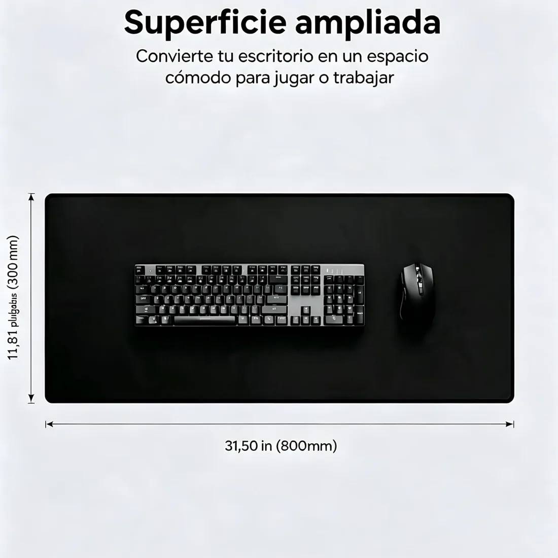 Alfombrilla Ratón XXL 800 x 300 x 3 mm, Tapete de Escritorio Grande para Teclado y Ratón, Impermeable, Antideslizante, Mouse Pad Gaming para Ordenador, Oficina y Teletrabajo foto 2