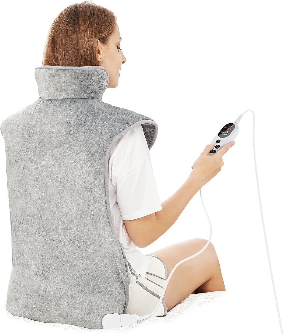 Almohadilla Térmica para Espalda y Cuello 60×100cm, 6 Niveles de Calor, Temporizador de Apagado Automático de 2 Horas, Calentamiento Rápido, Cinturón, Franela, Oficina y Hogar, Lavable a Máquina foto 2