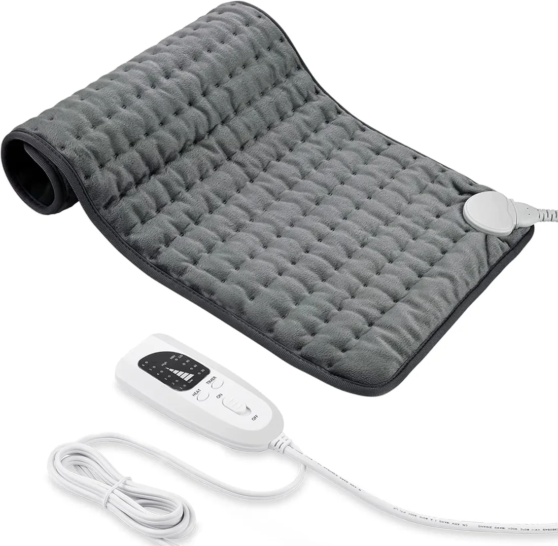 Manta Electrica,Almohadilla TéRmica,Almohadilla De Calefacción EléCtrica Con Apagado AutomáTico Y 6 Temperaturas Almohadilla De Calefacción (Gris Oscuro, 30x60cm) foto 2