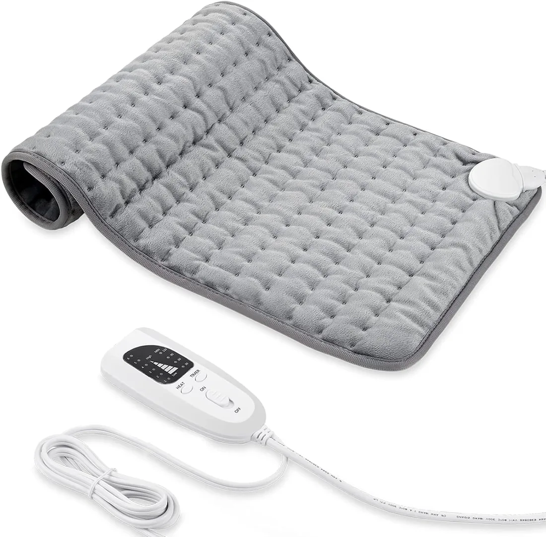 Manta Electrica,Almohadilla TéRmica,Almohadilla De Calefacción EléCtrica Con Apagado AutomáTico Y 6 Temperaturas Almohadilla De Calefacción (Gris Claro, 30x60cm) foto 3
