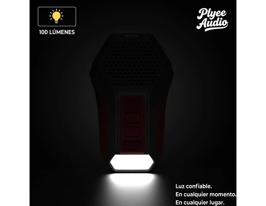 Altavoz Bluetooth Portátil con Luz y Lámpara de Advertencia, Clip & Mic Integrado, Música y Llamadas Manos Libres, Ideal para Trabajo, Ciclismo y Actividades al Aire Libre (Rojo) foto 3