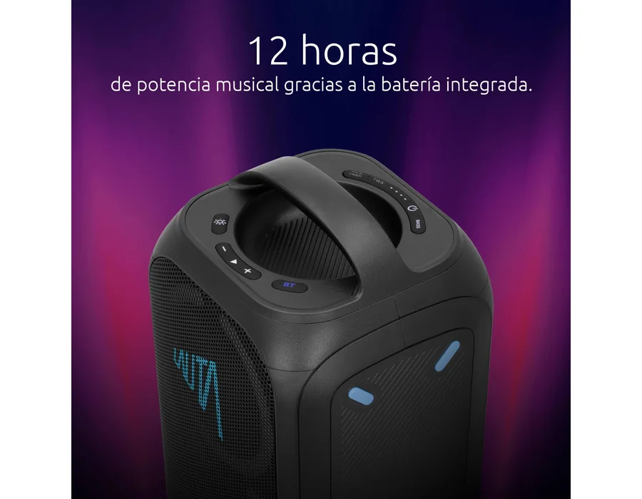 TechniSat LAUTA WUMMSBOX: Altavoz Bluetooth portátil de Alta Gama (160 W Pico, Sonido de Fiesta 103 dB, Refuerzo de Graves, TWS, 12 h batería, LED, IPX4, 80 W RMS) foto 3