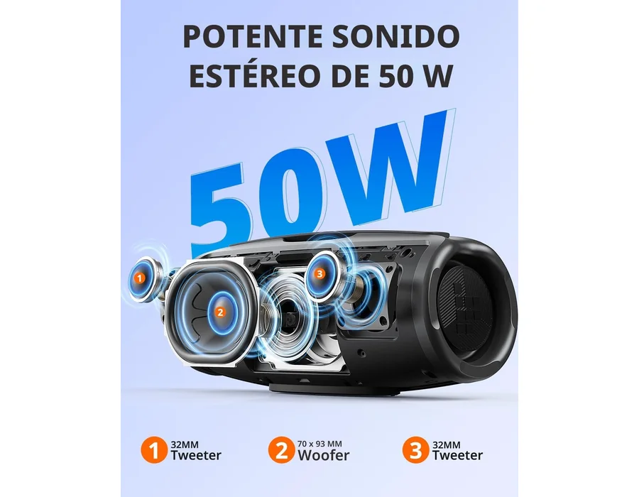 Tronsmart Mirtune S100 Altavoz Bluetooth 50W, Altavoz Portátil Potente, Resistente al Agua IPX7, Retractable Handle, 20H de Reproducción, Sonido Estéreo, Aux y Powerbank, Speaker c foto 2