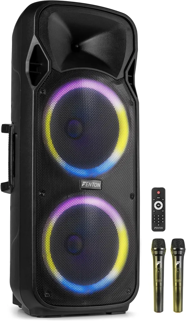 Fenton FT212LED MK2 Altavoz Party Bluetooth 2x12 1400W | Bluetooth integrado, alimentación por red, para grandes fiestas, luces LED y reproducción USB foto 2