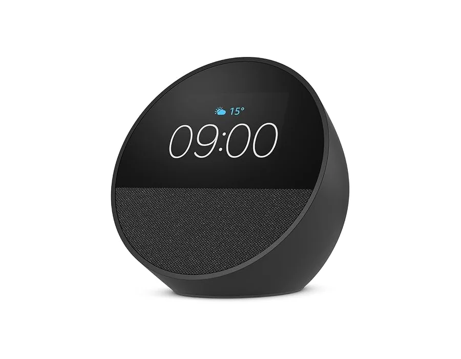 Amazon Echo Spot (última generación) | Despertador inteligente con sonido de calidad| Negro, con Acceso Anticipado a Alexa+ — Ref. J7JP