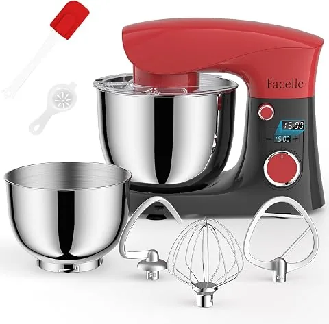 Batidora Amasadora Reposteria 1500 W, Facelle Amasadora de Pan Multifunción | 5,5L & 4,5L , 10+P Robo foto 3