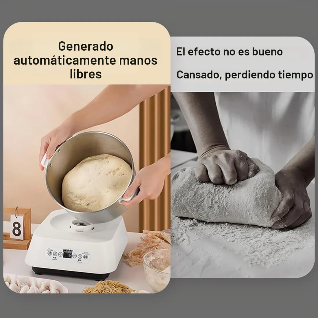 Mezclador de harina de masa de acero inoxidable de 7 litros, máquina eléctrica de masa con función de fermentación, amasadora automática de gran capacidad, fermentación termostática, temporizador foto 2