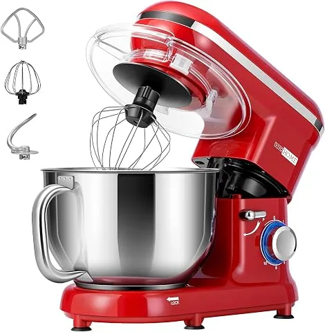 VIVOHOME Batidora Profesional Amasadora 1500W 5,7L para Repostería, Rojo | Ideal para Repostería y Pa foto 3