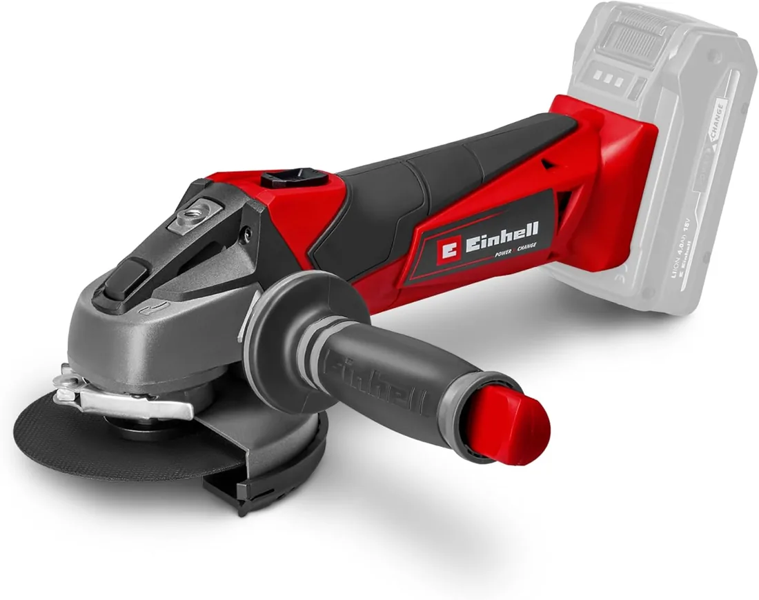 Einhell Amoladora angular con batería TE-AG 18/115 Li-Solo | PXC | 18 V | Ø 115 mm | Profundidad de corte de 28 mm | Arranque suave | Sin disco de corte | Sin batería