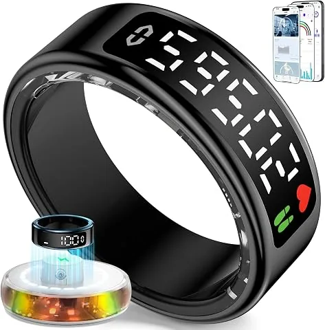 Anillo Inteligente para Hombre Mujer, 2026 Smart Ring con Pantalla LED, IP68 Impermeable, Fitness Ring Tracker para Monitorear Pulsómetro/SpO2/HRV/Sueño, Compatible con iOS y Android foto 3