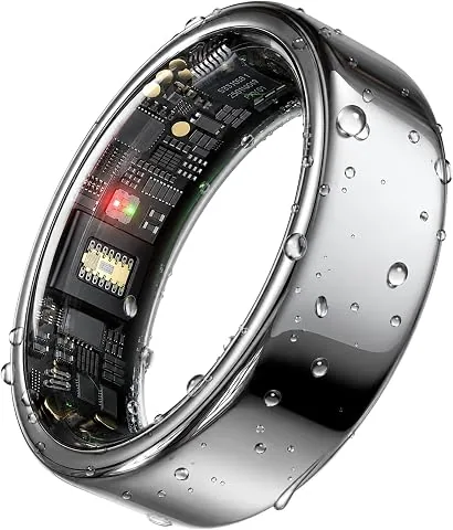 HOU Anillo Inteligente, Sin Suscripción, Cerámica Negra, Talla 10 | Monitor de Sueño y SpO2丨Frecuenci