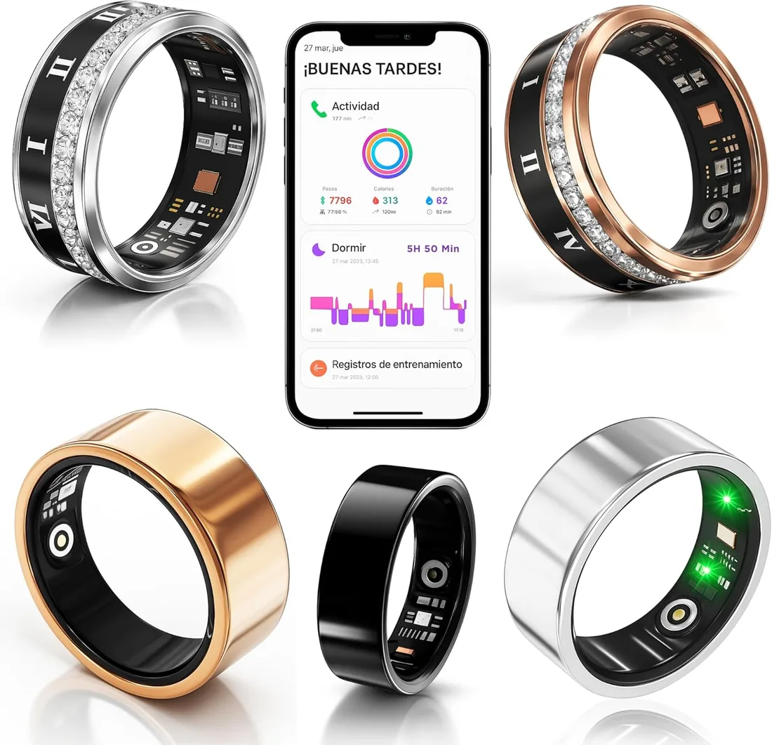 smartia - Anillo Inteligente 2026, Smart Ring para Hombre y Mujer, Anillo de Actividad Fitness con Tensiómetro, Anillo para Control de Salud Definitivo, Monitoriza Sueño, Estrés y Periodo Menstrual