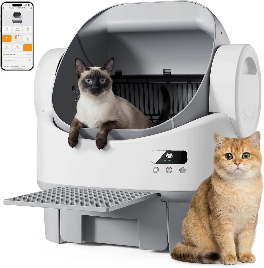 JUMMICO Arenero Gatos Autolimpiable Grande | 6 Sensores de Seguridad | Diseño XXL Semiabierto | Control App | Caja De Arena para Gatos Autolimpiable con Escalón | Funcionamiento Silencioso foto 2
