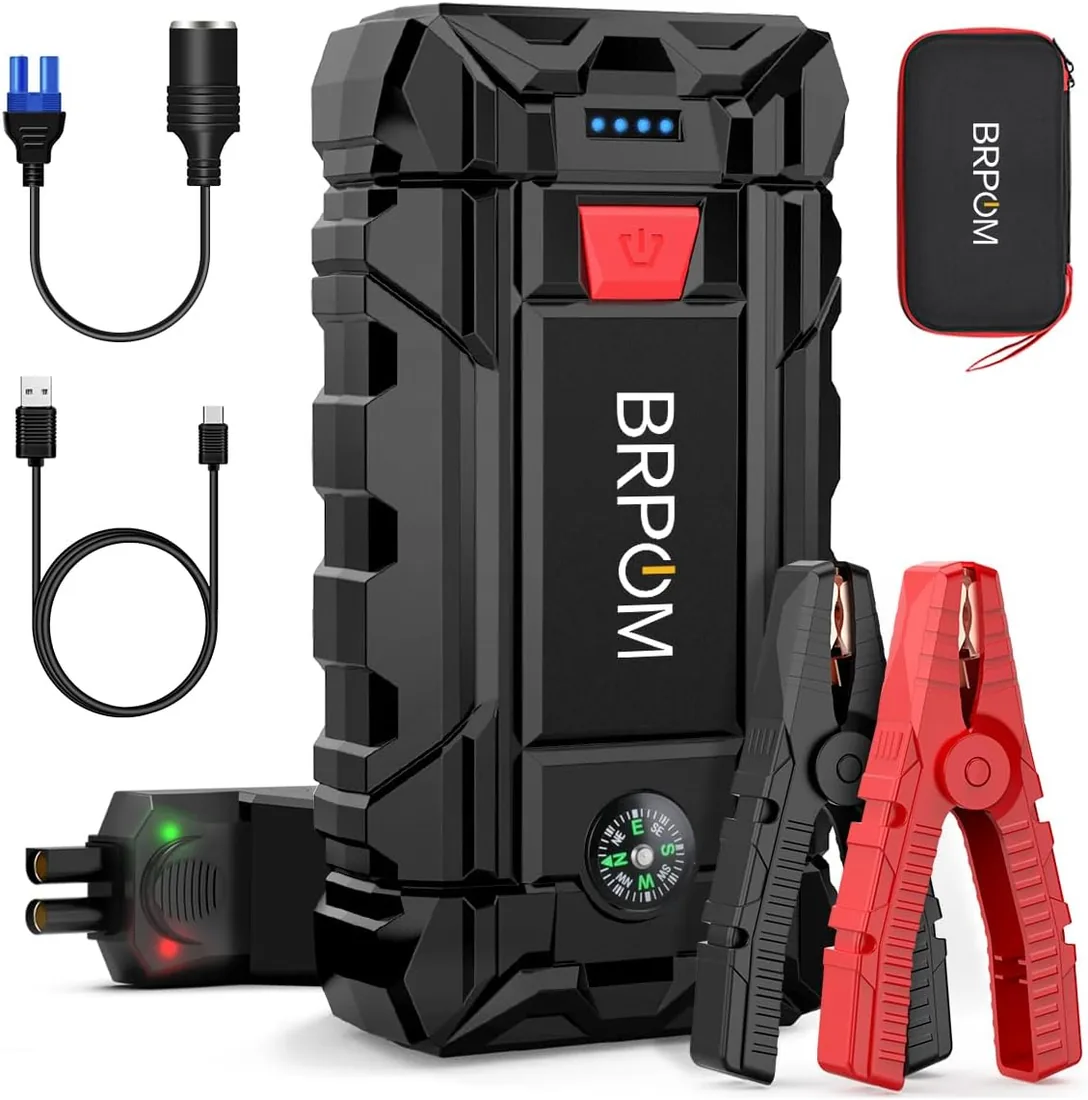 BRPOM Arrancador de Coches, 10000A Arrancador de Baterias de Coche 12V(para 10.0L de Gasolina o 8.0L de Diésel), Jump Starter con Carga Rápida QC3.0, Espera Larga foto 2