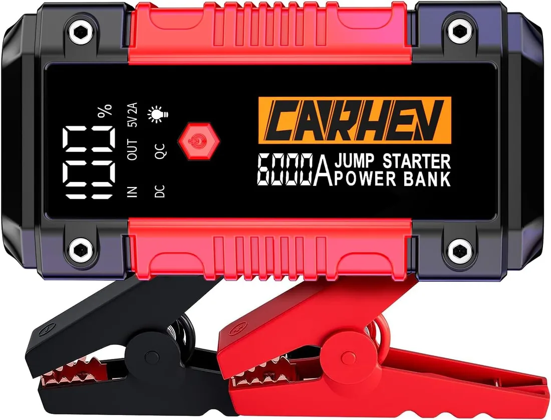 CARHEV Arrancador de Coches 6000A, 26800mAh Arrancador de Baterias de Coches (para 10.0L de Gasolina o 10.0L de Diésel) 12V Portable Jump Starter con Linterna LED, Clips de Seguridad Inteligentes foto 3