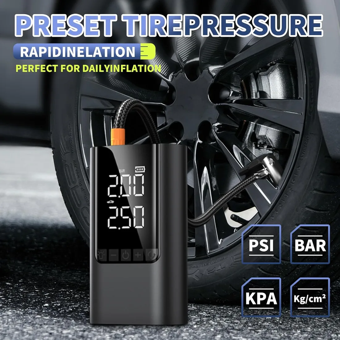 COCCKO Arrancador de Batería de Coche 6000A,con 150PSI Compresor de Aire,10000mAh Arrancador Coche Portatil con Inflador(Toda Gasolina o 8L Diésel),12V Jump Starter,con Linterna LED y SOS foto 3