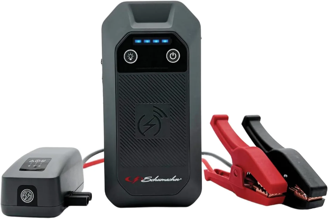 Schumacher Electric Compact SBX504 - Arrancador Coche 1000A 12V - Jump Starter Litio con Pinzas Seguras - Gasolina 6L / Diésel 3L - USB-C, Carga Inalámbrica, LED - Override y Pre-Heating foto 3
