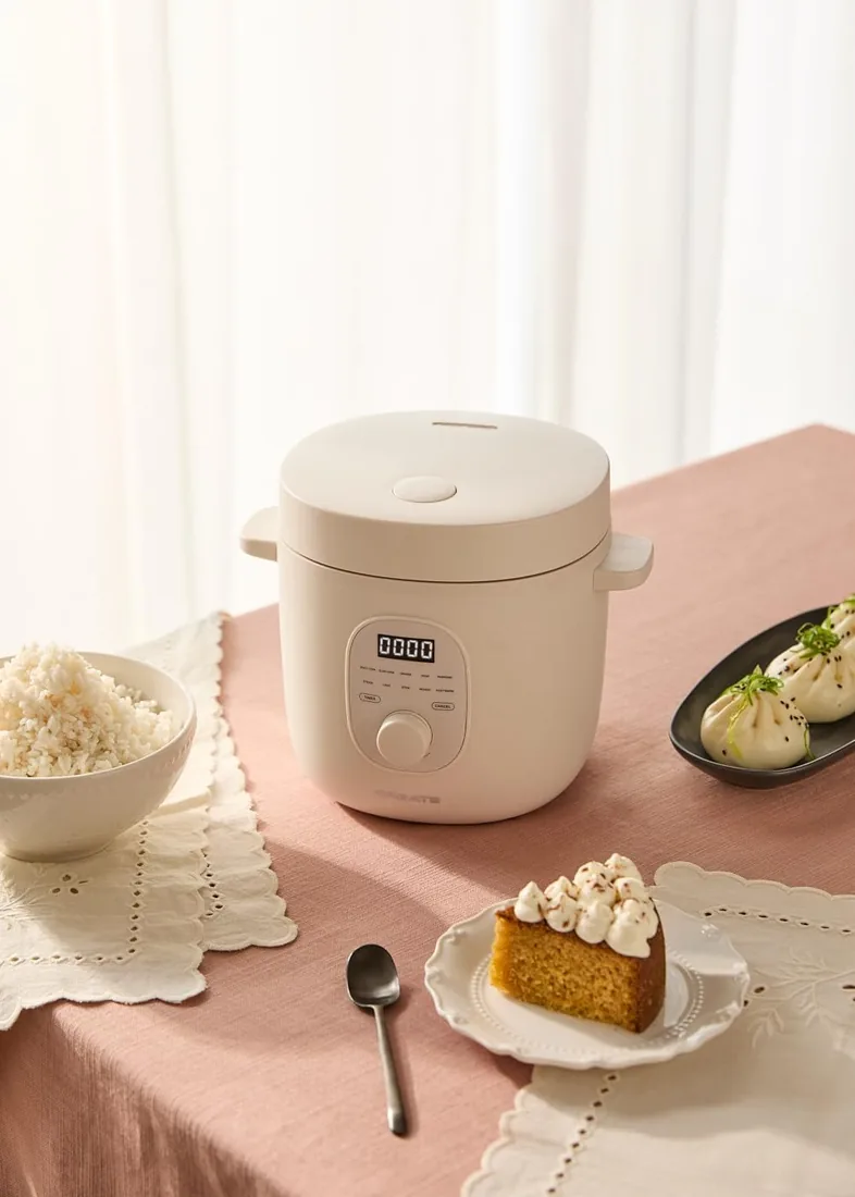 CREATE/RICE COOKER STUDIO/Arrocera eléctrica multifunción 1,2L blanco roto/Programable hasta 24h, con cesta vaporera, prepara tartas, guisos o sopas, función de mantener el calor, 300W foto 3