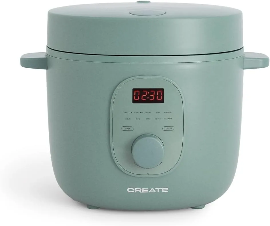 CREATE/RICE COOKER STUDIO/Arrocera eléctrica multifunción 2L verde sage/Programable hasta 24h. prepara tartas. guisos o sopas. función de mantener el calor. 400W