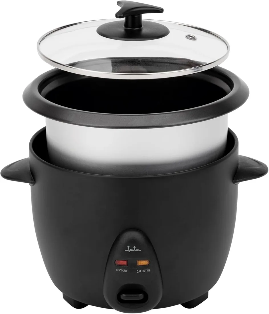 JATA JEAR2510 - Arrocera Eléctrica 1 Litro, 400 W, Cocina Arroz Automática con Función Mantener Caliente, Cubeta Antiadherente Extraíble, Tapa de Cristal, Incluye Espátula y Vaso Medidor foto 2