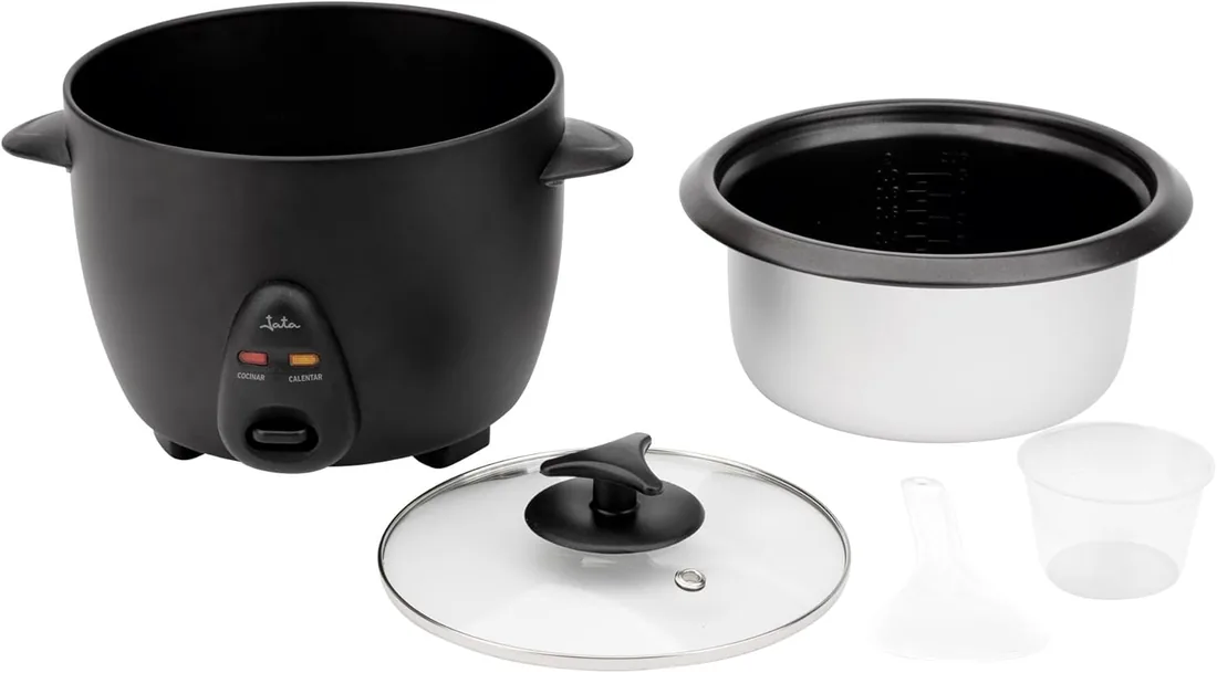 JATA JEAR2510 - Arrocera Eléctrica 1 Litro, 400 W, Cocina Arroz Automática con Función Mantener Caliente, Cubeta Antiadherente Extraíble, Tapa de Cristal, Incluye Espátula y Vaso Medidor foto 3