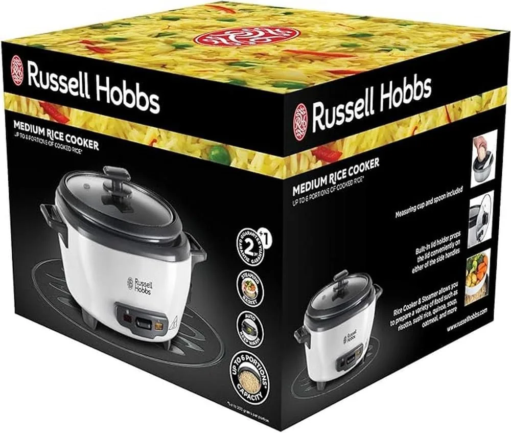 Russell Hobbs Arrocera, 6 raciones, mediana, función mantenimiento del calor, apagado automático, antiadherente, cestillo para cocer al vapor, apta para lavavajillas, 300 W, 27030-56 foto 3
