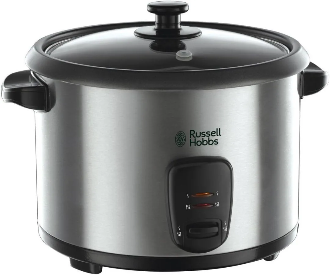 Russell Hobbs CookHome 19750-56 - Vaporera y Arrocera, Inox, Capacidad de 1.8 L, Tapa de Vidrio, 700 W, Gris