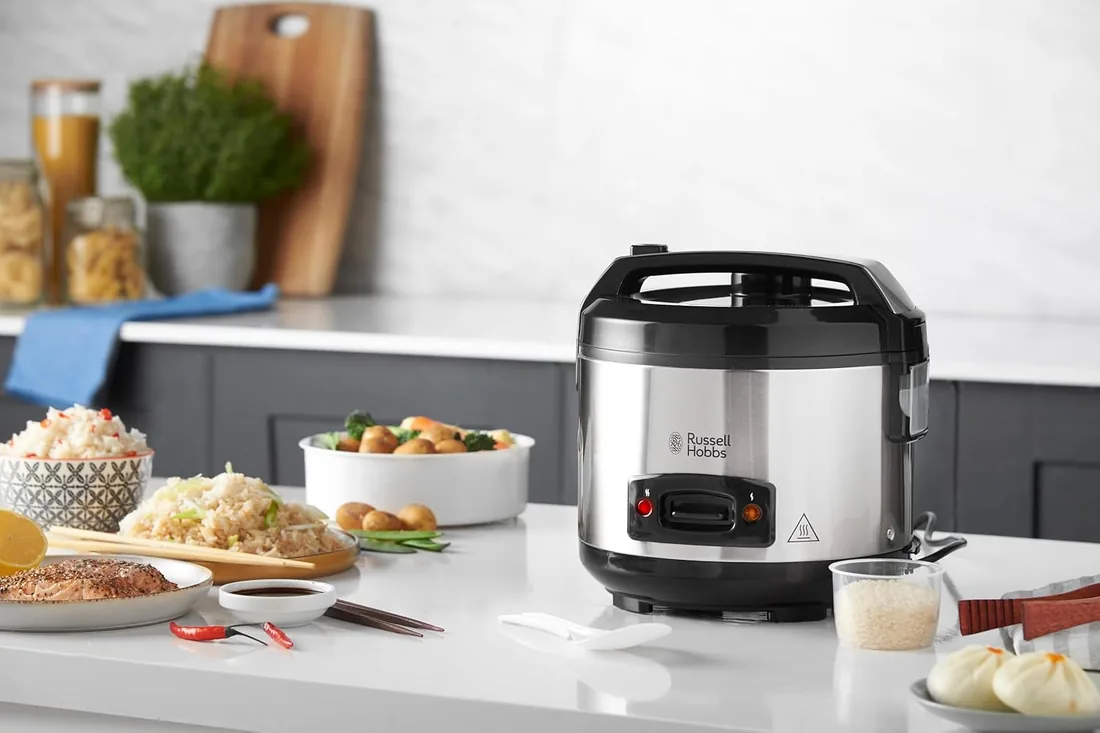 Russell Hobbs- Vaporera y arrocera grande (antiadherente, tapa de cristal, 500 W, 14 raciones, Gris), 27080-56 foto 2