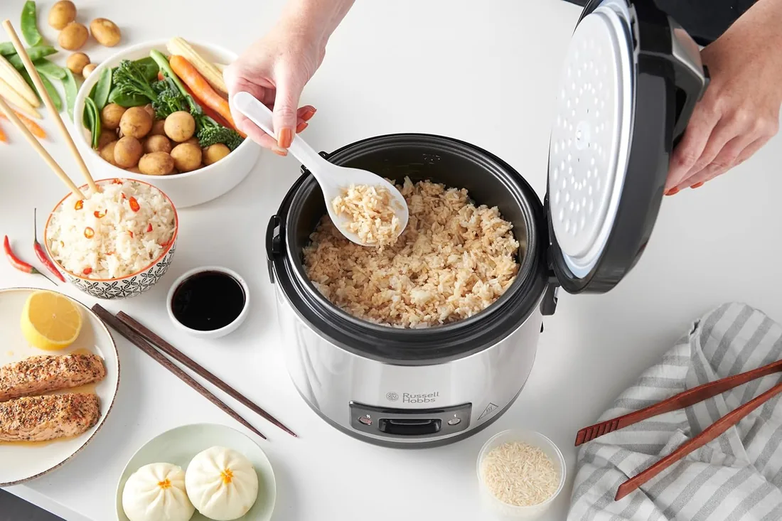 Russell Hobbs- Vaporera y arrocera grande (antiadherente, tapa de cristal, 500 W, 14 raciones, Gris), 27080-56 foto 3