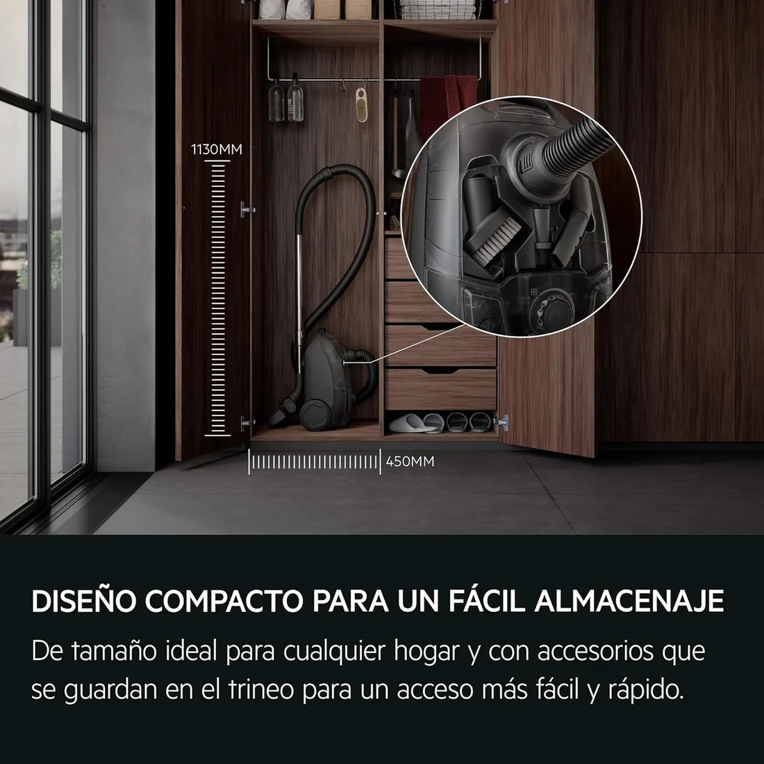 AEG Aspiradora de Trineo 750W 3L AB31C1GG | 750 w, 3 l, ruido 78 db(a), aspirador con bolsa foto 2