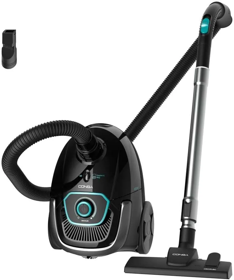 Cecotec Aspirador de Trineo con Bolsa de 2,5 L Conga Powerbag 2500 Plus. 850 W, Filtrado de Alta Eficiencia, Tubo Telescópico Metálico, Incluye Accesorios Aptos para Muebles y Esquinas