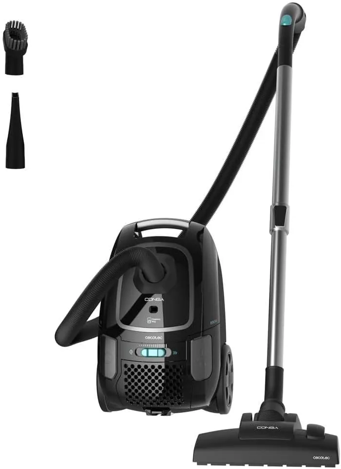 Cecotec Aspirador de Trineo con Bolsa de 4 L Conga Powerbag 4000 XL. 890 W, Filtrado de Alta Eficiencia, Tubo Telescópico Metálico, Incluye Accesorios para Muebles y Esquinas, Radio de Acción 7m