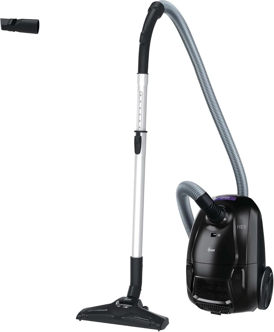 Hoover HE1 Aspiradora de Trineo con Bolsa Compacta | Todos los Suelos | Con Cable, Radio de Acción 7,5m, Capacidad de Bolsa 2,5L, Filtro EPA, Accesorios Incluidos