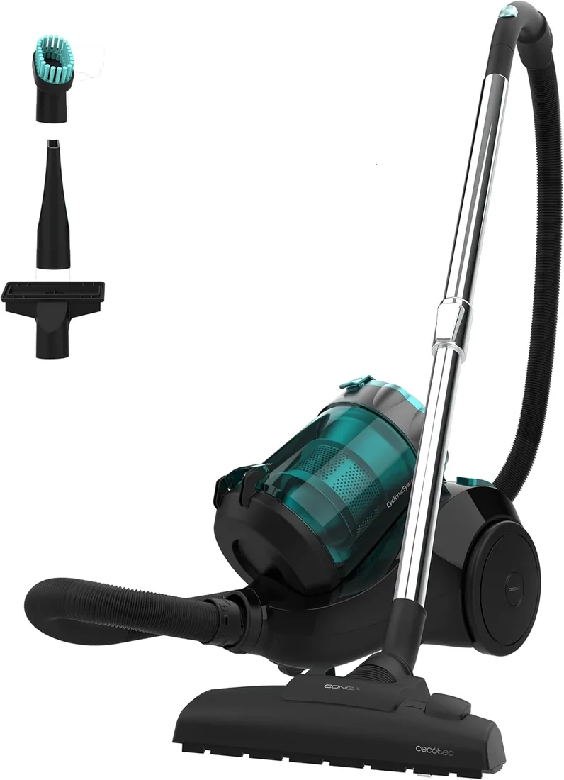 Cecotec Aspirador de Trineo sin Bolsa Conga Rockstar Multicyclonic Plus. 800 W, Multiciclónico, Capacidad 2,5 L, Filtro de Alta Eficiencia, Tubo Telescópico Metálico, Accesorio Tapicerías
