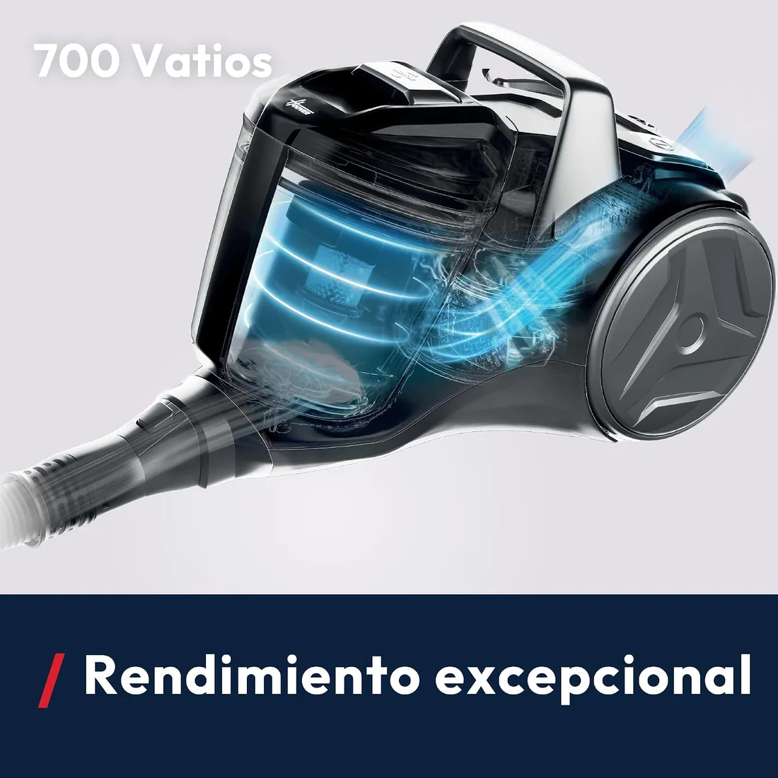 Hoover HP1 Aspiradora de Trineo sin Bolsa Compacta | Boquilla Parquet | con Cable, Radio 7,5m, Depósito 2L, para Alfombras y Suelos Delicados, Filtro EPA, Ligera, 700W foto 2